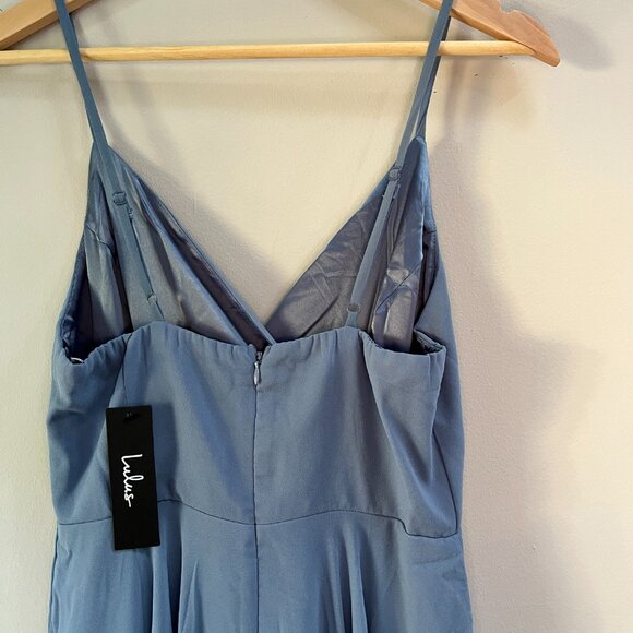 Lulus All About Love Slate Blue Maxi Dress Lined Formal Chiffon NEW Small - Picture 5 of 5